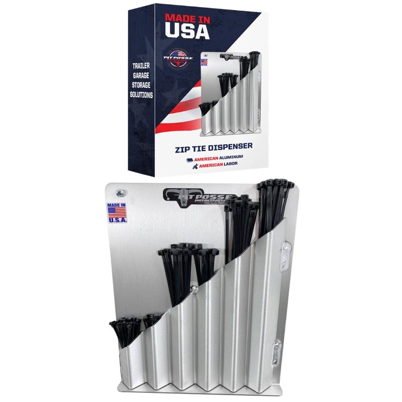 Pit Posse 544 Aluminum Zip Tie Cable Storage Holder Rack - Made in USA - Enclosed Race Trailer Shop Garage Fastener Storage Organizer Wall Mount (Silver) - Image 1
